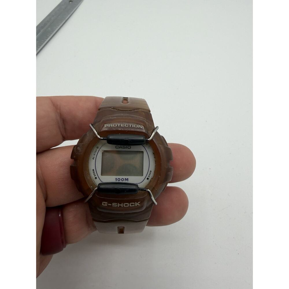 1994 CASIO VINTAGE G-SHOCK DW-600 Needs Battery Module 1104 Jelly Brown Strap